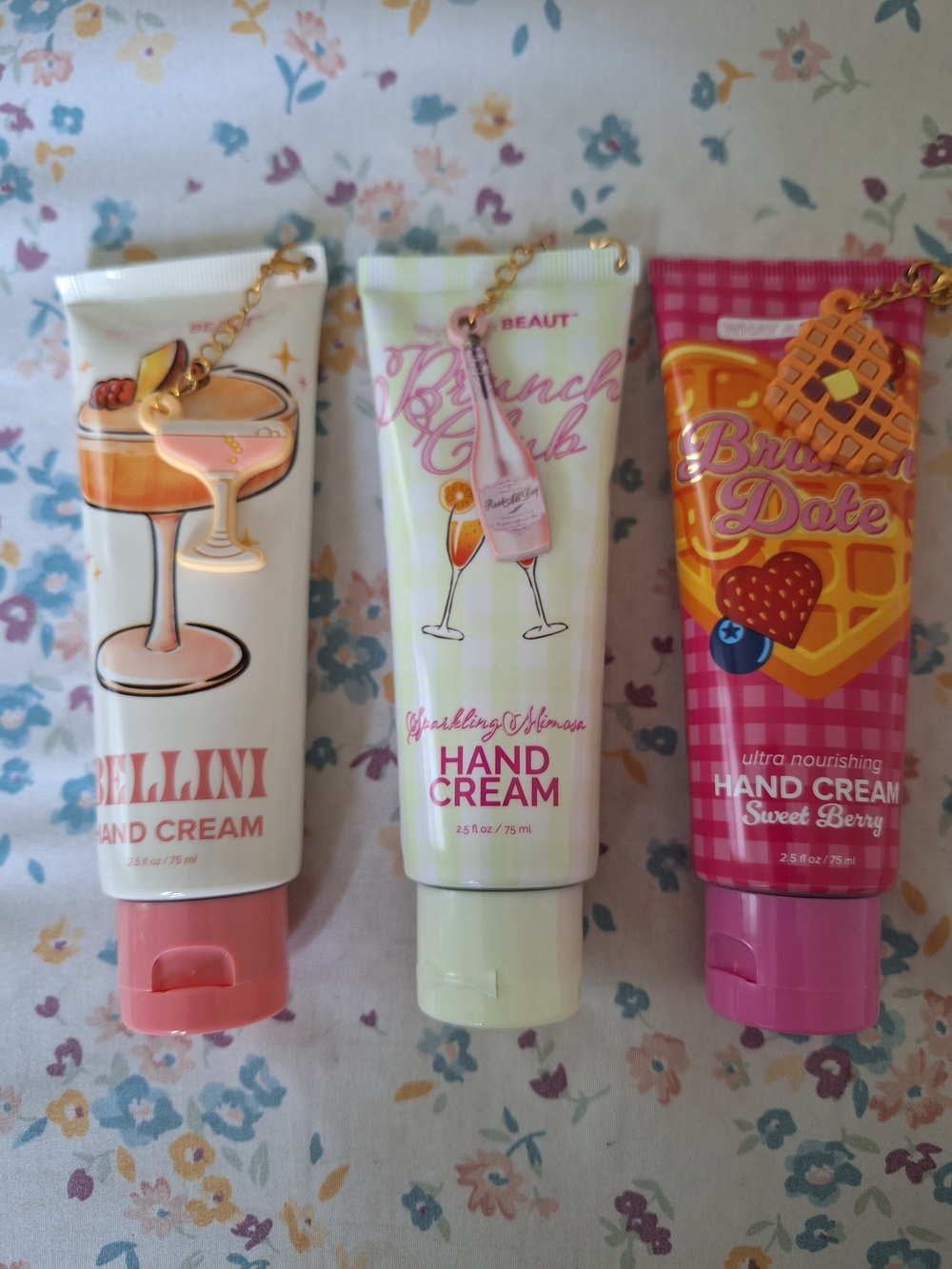 Trio of Pink & Cream Hand Creams - Sweet Berry, Bellini & Brunch Club